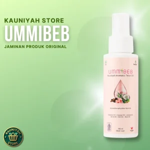 Ummibeb Kauniyah Aromatic Telon Oil, minyak telon bayi dengan aroma terapi mawar alami. Aman untuk newborn, melembapkan kulit, cegah kembung & stretch mark.